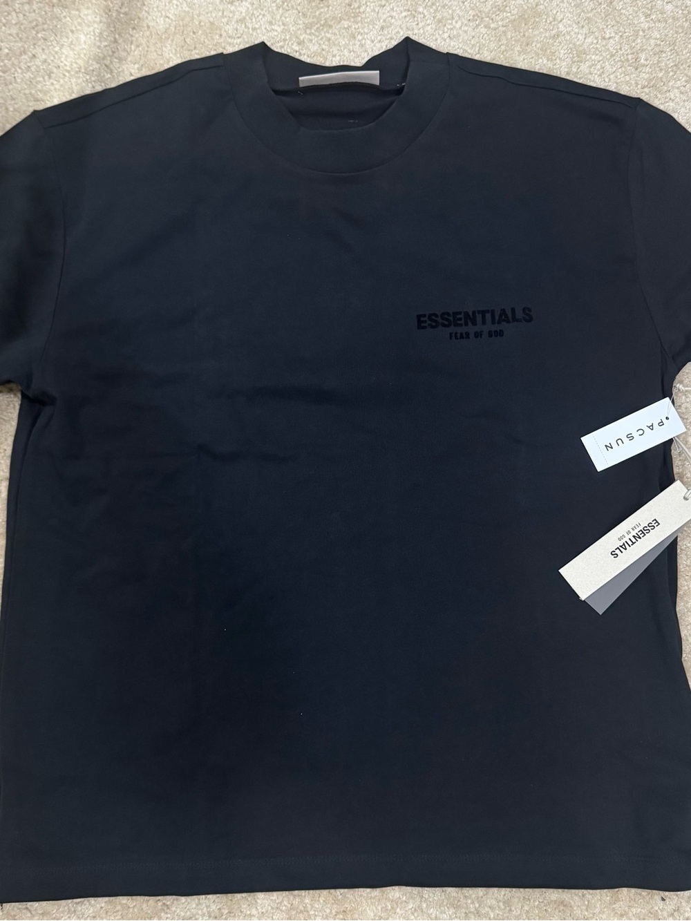 Essentials Black Crewneck Logo Short Sleeve Tee